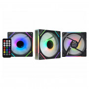 Kit Exaustores 3 Fans K-Mex ARGB AAVA, Controle Remoto, Sem Fita, Preto - AAVAK136ATEAB0X