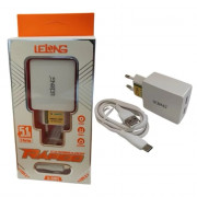 Carregador Para Celular USB-C Com Entrada USB 5.1A 12.5W, LELONG - LE-231FC