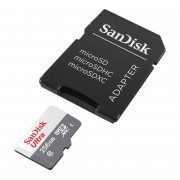 Cartão de Memória Micro SD 256GB Sandisk, Classe 10 Com Adaptador - SDSQUNR-256G-GN6TA