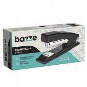 Grampeador Metal Bazze B5945, 11cm, 20 Folhas no Grampo 26/6, Preto - 614533