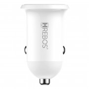 Carregador Veicular Road Boost Hrebos, Com 1 Portas USB e 1 Porta USB-C, 3A 20W, Branco - CRV-200