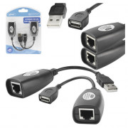 Cabo Conversor Extensor USB Para RJ45 até 100 metros, Knup, Preto - CB0166KP