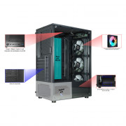 Gabinete Gamer K-Mex Multicolor, CG-70C5, RGB, Lateral em Vidro, 3 Fan Led, Sem Fonte, Preto - CG70C5RH0010B0X