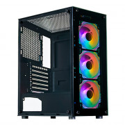 Gabinete Gamer K-Mex Multicolor, CG-80C5, RGB, Lateral em Vidro, 3 Fan Led, Sem Fonte, Branco - CG80C5RH0010B0X