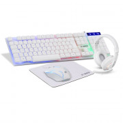 Kit Gamer GT Gamer, Combo 4 em 1, Teclado + Mouse + Headset + Mousepad, LED, RGB, Branco - 72052