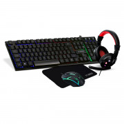 Kit Gamer GT Gamer, Combo 4 em 1, Teclado + Mouse + Headset + Mousepad, LED,  Preto - 72051