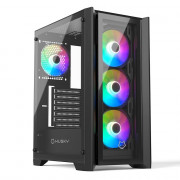 Gabinete Gamer Husky Dome 100, ATX, Mid Tower, Lateral e Frontal em Vidro, Preto - HGN100PT