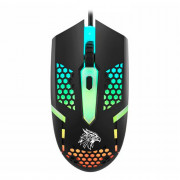 Mouse Gamer K-Mex Multicolor M44J, 2400DPI, 4 Botões, LED RGB Programável 7D, Preto - M44J34US001CB0X