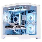 Gabinete Gamer K-Mex Aquário Ângulo, CG-W1KV, Lateral e Frontal em Vidro, Sem Fan, Branco - CGW1KVRH003CB0X