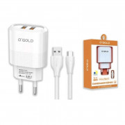 Carregador Completo Turbo 4.1A Com 2 Entrada USB A'Gold, Cabo Tipo-C, Branco - CA34-3/TIPO-C