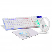 Kit Gamer OX Loot, Com Headset + Teclado + Mouse 1200DPI + Mousepad, Branco - 72834