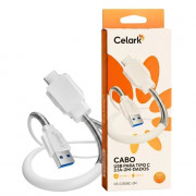 Cabo USB Para Tipo C Celark, 2 Metros, Branco - CE-C1308C-2M