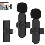 Microfone Sem Fio Lapela Kaidi, Lightning Para Smartphones, Preto - KMF6-A