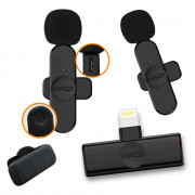 Microfone Sem Fio Lapela Kaidi, Lightning Para Smartphones, Preto - KMF6-A