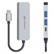 Hub USB Tipo Type C C3Tech, 4 em 1, 2 USB 3.0, Type C, HDMI, Cinza - HU-D50GY