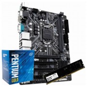 KIT UPGRADE INTEL PENTIUM GOLD G5420 3.80GHZ, PLACA MÃE ASROCK DDR4 H310CM-HG4, MEMORIA 4GB DDR4