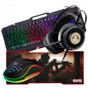Kit Gamer K-Mex, Teclado Shuriken Metal Led, Mouse M370 RGB 6400DPI, Mousepad Master Swat, Headset Bope1 RGB