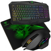 Kit Gamer T-Dagger, Teclado Tanker RGB, Mouse Warrant Officer RGB 4800DPI, Mousepad Gamer Geometry S