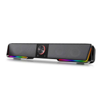 Soundbar Gamer Redragon Darknets, 6W RMS, RGB, Bluetooth, Stereo, USB, 150Hz/20KHz, Botão Touch, Preto - GS570