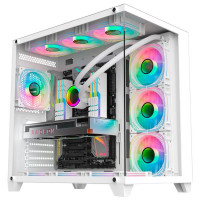 Gabinete Gamer K-Mex Ghost Shark, CG-W2J1, Lateral e Frontal em Vidro, Sem Fonte, Sem Fan, Branco - CGW2J1RH002CB0X