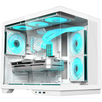 Gabinete Gamer Fortrek Clarity Max, Mid Tower, Vidro Temperado, MATX, Preto, Sem Fonte, Sem Fans, Branco - 85743