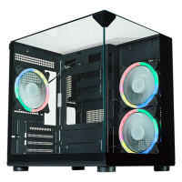 Gabinete Gamer K-Mex Aquário Visão Micro, CG-02M2, Lateral e Frontal em Vidro, Sem Fan, Preto - CG02M2RH001CB0X