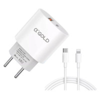 Carregador Para Celular IPhone Lightning A'Gold, Com 1 Entrada USB e 1 Entrada Tipo C, 40W, Branco - CA40-2