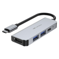 Hub USB Tipo Type C C3Tech, 4 em 1, 2 USB 3.0, Type C, HDMI, Cinza - HU-D50GY