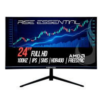 Monitor Gamer Rise Mode Essential 24" FHD, 100Hz, 5ms, IPS, FreeSync, HDR 400, HDMI e VGA, sRGB 99%, Preto - RM-MOG-24F1