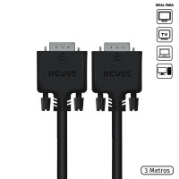 Cabo VGA 3 Metros PCYes, 15 Pinos Macho, Preto - PVM15-3