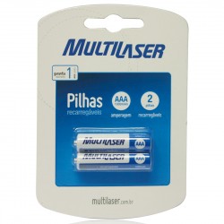 Pilhas Recarregáveis AAA Multilaser, Com 2 Pilhas 1000mah, Azul - CB051