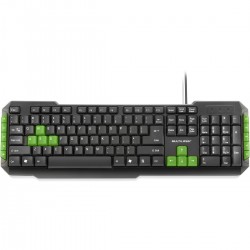 Teclado Gamer Multilaser, Multimídia, Teclas Verdes, USB, Preto e Verde - TC201