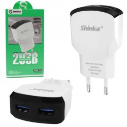 Carregador USB de Tomada Shinka, Com 2 USB 5V 2.1A Bivolt, Branco e Preto, Sh-T007 - AD0411