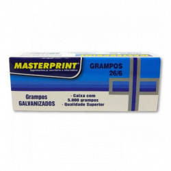 Grampo 26/6 Masterprint, Caixa Com 5000 UND, Galvanizado - 303010002