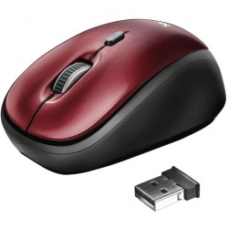 Mouse Sem Fio Trust Yvi, Wireless, 2.4GHz, 4 Botões, 1600DPI, Micro USB, Vermelho, + Pilhas - 19522-11