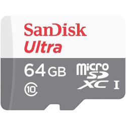 Cartão de Memória Micro SD 64GB Sandisk, Classe 10 Com Adaptador - SDSQUNR-064G-GN3MA