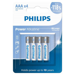 Pilha Alcalina AAA Palito Philips, Com 4 Pilhas - LR03P4B/59