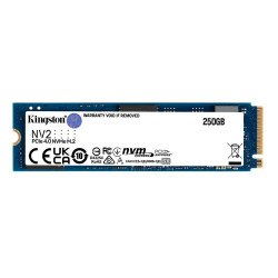 SSD Kingston 250GB NV2, M.2 2280 PCIe, NVMe, Leitura: 3000 MB/s e Gravação: 1300 MB/s - SNV2S/250G