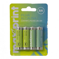 Pilha Alcalina AA Maxprint, Com 4 Pilhas Pequena, 1,5V - 756343