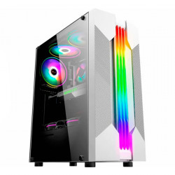 Gabinete Gamer K-Mex Bifrost White, CG-W1A9, Lateral De Vidro, Painel LED RGB, Sem FAN, Branco - CGW1A9RH0010BOX