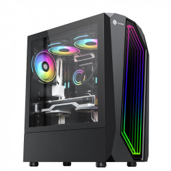 Gabinete Gamer Hayom GB1725, Lateral em Vidro Temperado, Led RGB, Sem Fonte, ATX, Preto - GB1725