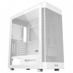 Gabinete Gamer Redragon Aeroglass Lunar White, Mid tower, Tela Mesh, Lateral Em Vidro, Sem Fans, Branco - CA-602W