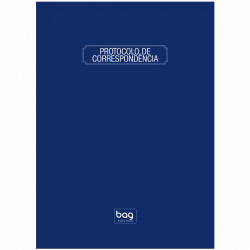 Livro Protocolo de Correspondência Baag, UND, Capa Dura, Com 100 Folhas, Azul - 0132