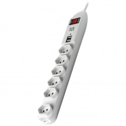 Filtro de Linha 6 Tomadas e 2 Saídas USB 5V Multilaser, Novo Padrão, Bivolt, Branco - WI251