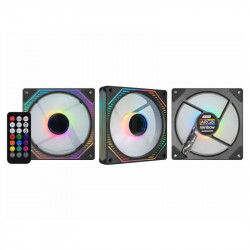 Kit Exaustores 3 Fans K-Mex ARGB AAUA, Controle Remoto, Sem Fita, Preto - AAUAK136APVAB0X