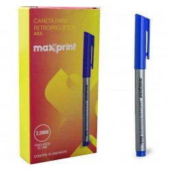 Caneta Permanente Para CD/DVD Maxprint, UND, Retroprojetor, 2.0mm, Azul - 709046
