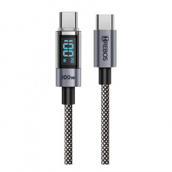 Cabo Tipo C Para Tipo C Hrebos, 2 Metros, 100W, Preto - CB-372C