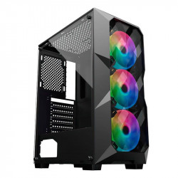 Gabinete Gamer Hayom GB1710, Tampa Lateral de Vidro, Com 3 Fans, LED RGB, Sem Fonte, Preto - GB1710