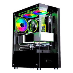 Gabinete Gamer Hayom GB1792, Tampa Lateral e Frente de Vidro, Com 3 Fans, LED RGB, Sem Fonte, Preto - GB1792