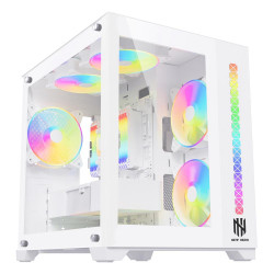 Gabinete Gamer New Hero Majesty, RGB, Mid Tower, Vidro Temperado, Sem Fonte, Sem Fan, Branco - NH-GBMJ-WH-01